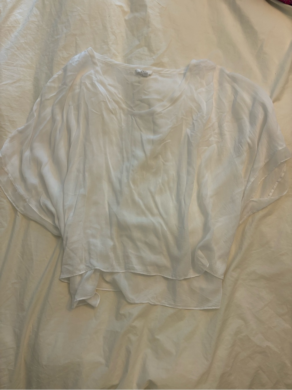 Helmut Lang White Sheer Layered Blouse